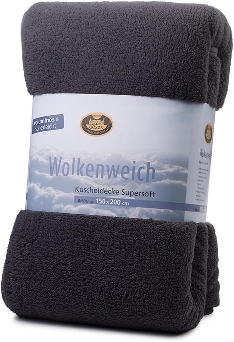 Gözze - Molnmjukt kramfilt, fårskinnsimitation, 100 % polyester (mikrofiber), 150 X 200 Cm - Camel Täcken och täcken Naty Shop Antracit