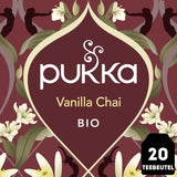 Pukka | Blandning av ekologiska smaksatta teer "Vanilla Chai" | Kanel, ingefära och vanilj | Te för en njutning med naturlig sötma | Förpackning om 1 | 20 tepåsar