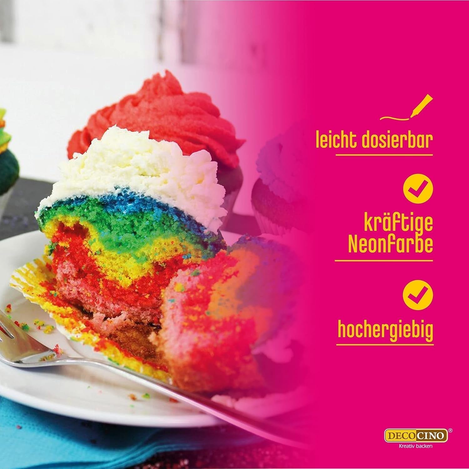 Decocino Neon Food Paste Red – Hög dos livsmedelsfärg – För att färga kakor, muffins, cupcakes – Smaklös
