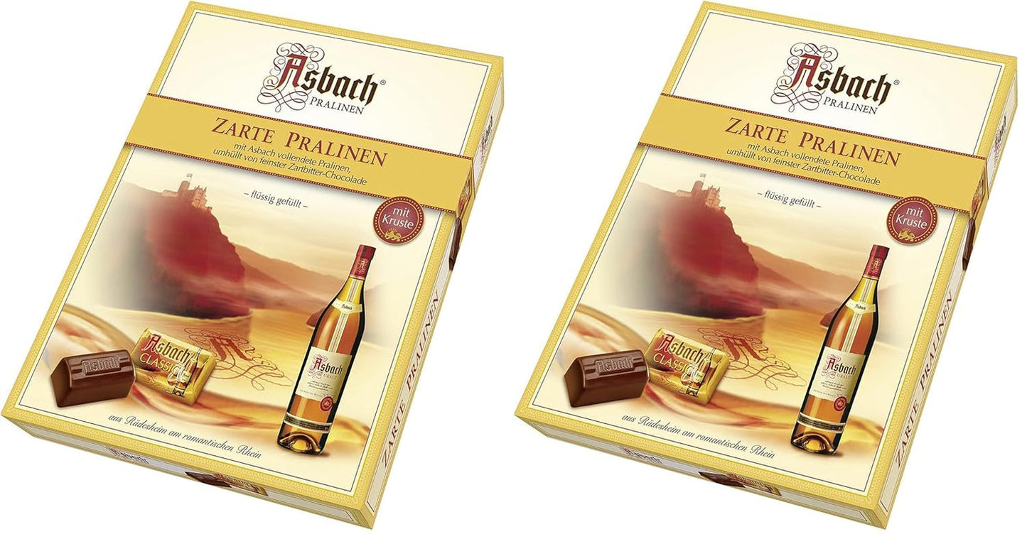 RCP Asbach delikata praliner på flaskor med skorpa - 1 x 310 g - Mörk choklad med Asbach-fyllning