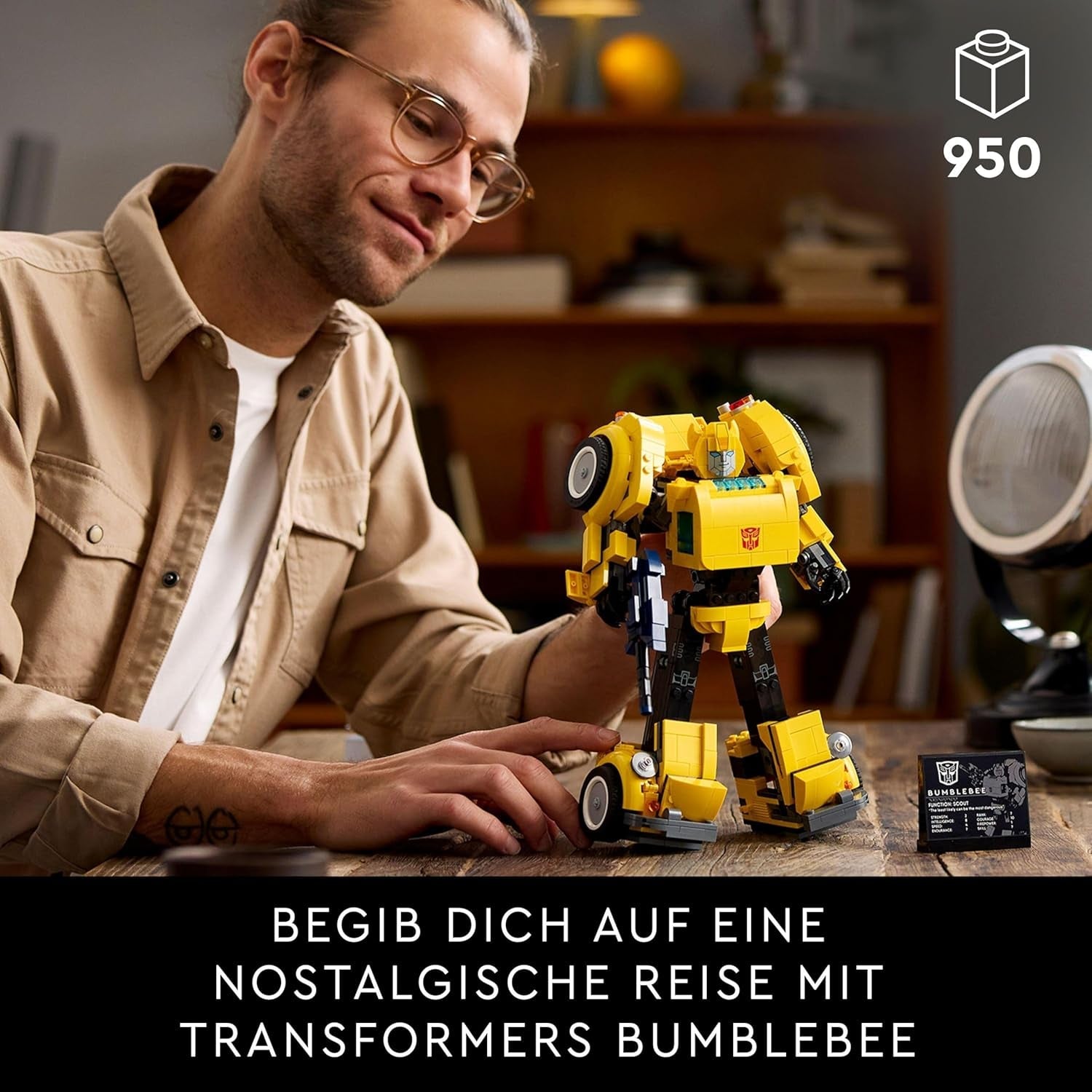 LEGO Icons Transformers Bumblebee, Vuxen samlarrobot Actionfigur, Filmbyggsats för science fiction-fans, Kan förvandlas till en bil, Äventyrsleksak 10338 Byggset Besuche den LEGO-Store