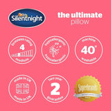 Silentnight Ultimate Kudde - Mjuk och stödjande sängkudde med Pinsonic Soft Touch Lyxigt vadderat överdrag, maskintvättbar och allergivänlig för rygg- och sidoslipare, 1 st Naty Shop standardkuddar