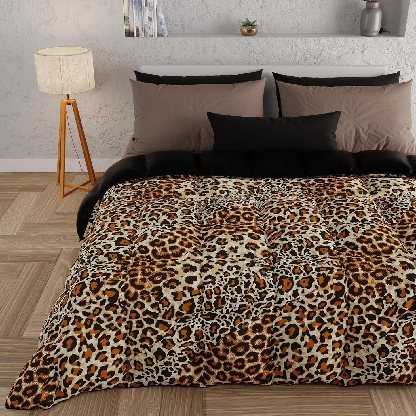 PETTI Artigiani Italiani - Vintertäcke, Vintertäcke, Enkelt täcke, Dubbelsidigt, Enfärgat och digitalt tryck, 100 % hypoallergen mikrofiber, Tillverkad i Italien