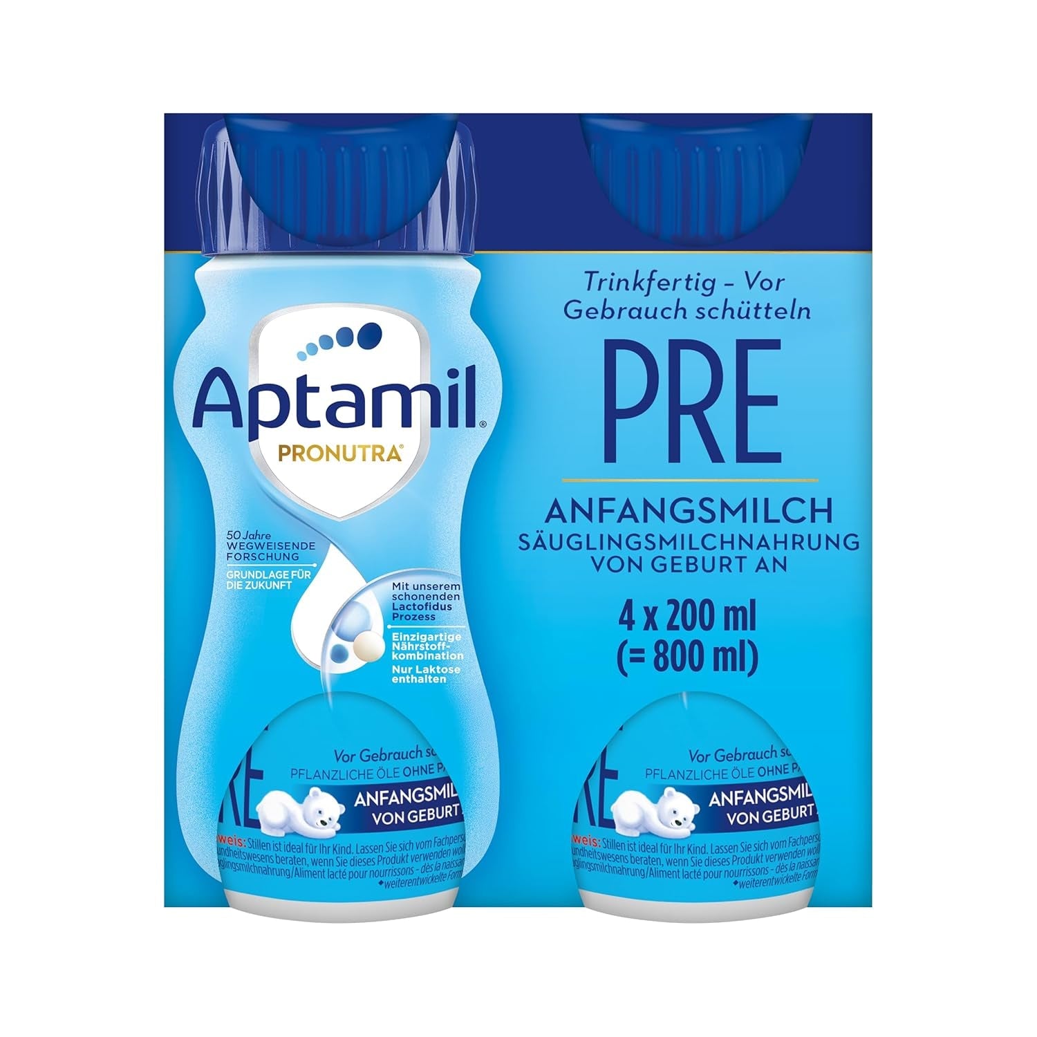 Aptamil Pronutra Pre - Modersmjölksersättning från födseln - Med vegetabiliska oljor, utan palmolja - 6 x 4 x 200 ml (4800 ml)