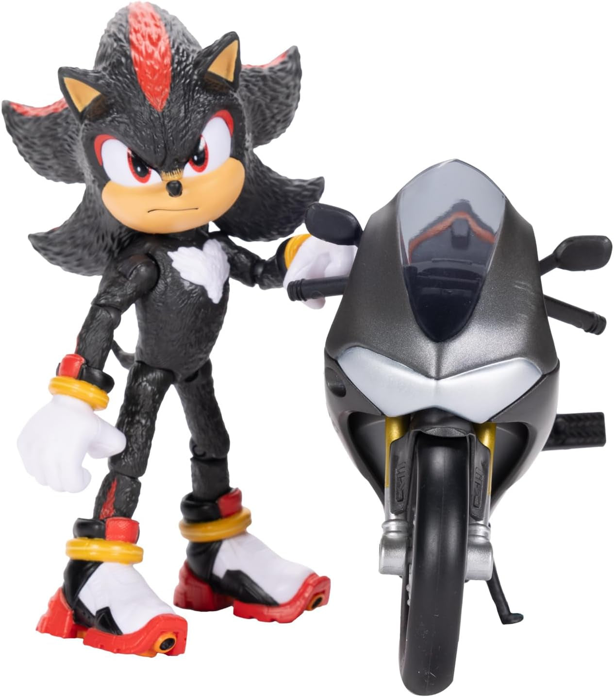 Sonic 3 The Movie Shadow Figure, 15 Cm, rörlig, inklusive Shadow Mobile från Jakks Pacific, Acoustic, Black Actionfigurer Naty Shop