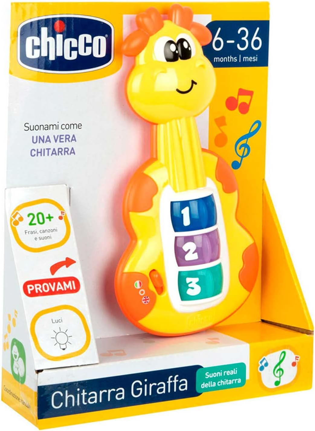 Chicco Giraffe Gitarr Baby Rattle Rolig Piano Baby Toy 3 Keys 12 Songs Electronic Music Toy Idealisk för 6 månader Baby Gul Baby Toys Naty Shop