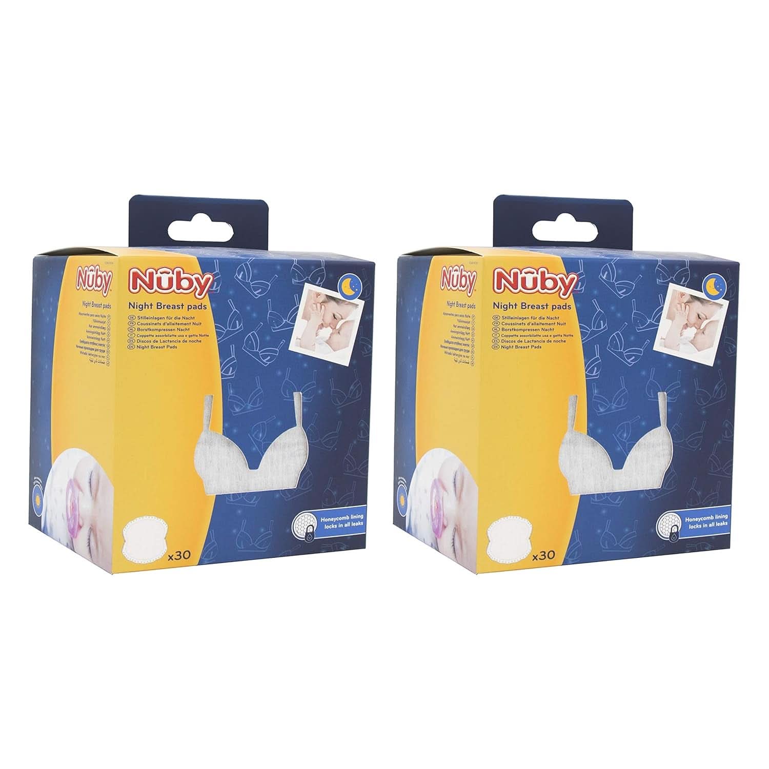 Nuby - 2 paket ultrafina amningsskydd för natten - 2 X 30 stycken Tillbehör Mat och Amning Bebe Naty Shop