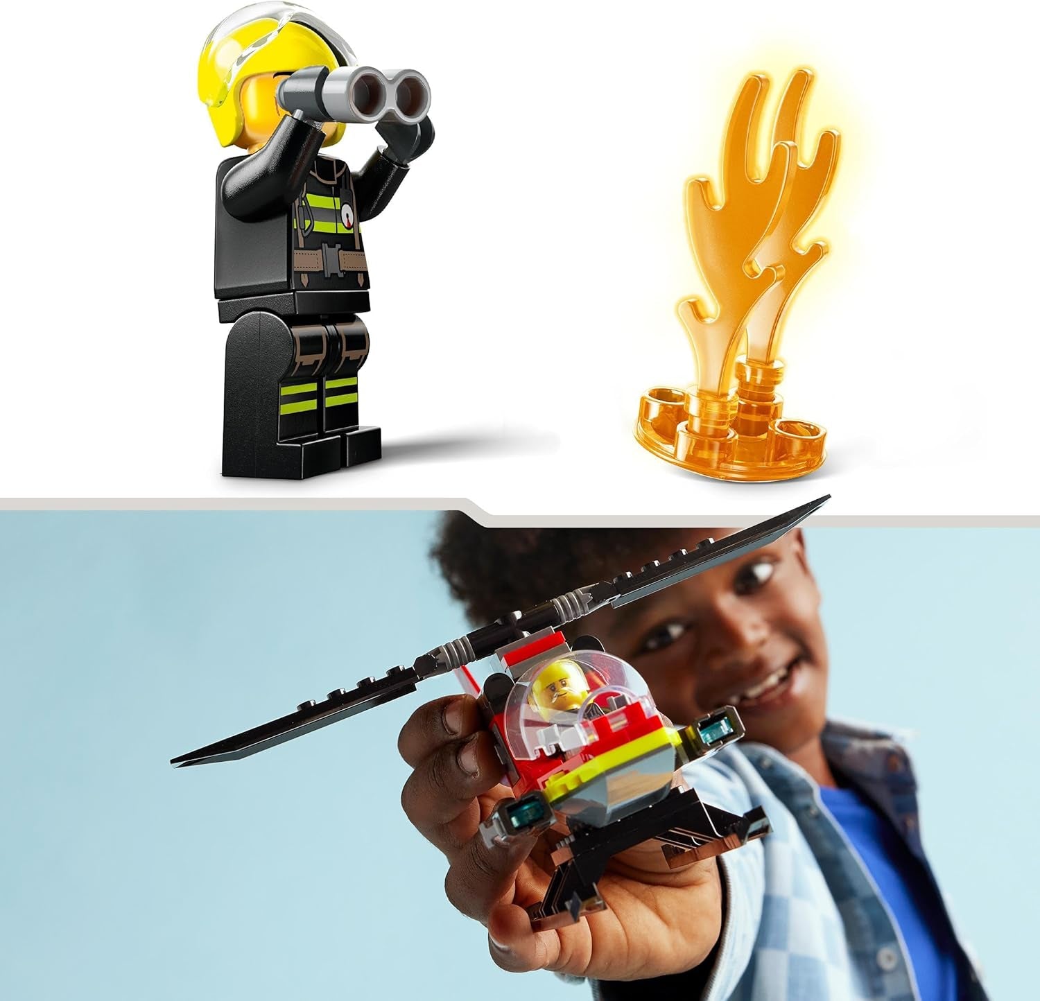 LEGO City Fire Brigade Helikopter, helikopterleksak och pilotfigurset, brandhelikopter för en fantasifull lekupplevelse, present till barn, pojkar och flickor från 5 år 60411 Byggset Besuche den LEGO-Store