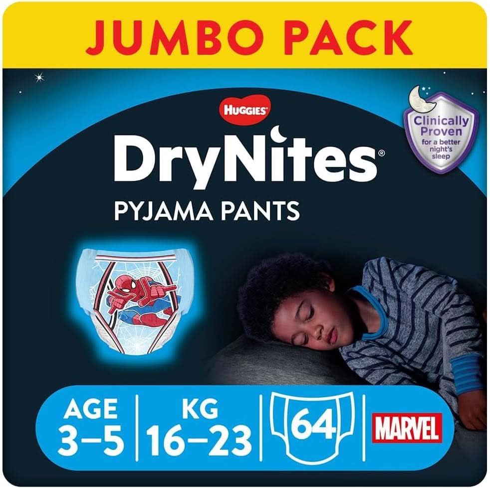 HUGGIES Drynites nattblöjor, för pojkar 4-7 år (17-30 kg), 30 st Naty Shop 64 st 64 st