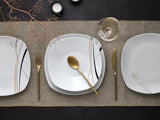 CreaTable 24029 Square City Line Series 6-personers porslinsservis set 12-delad diskmaskin och mikrovågssäker kvalitetstillverkning