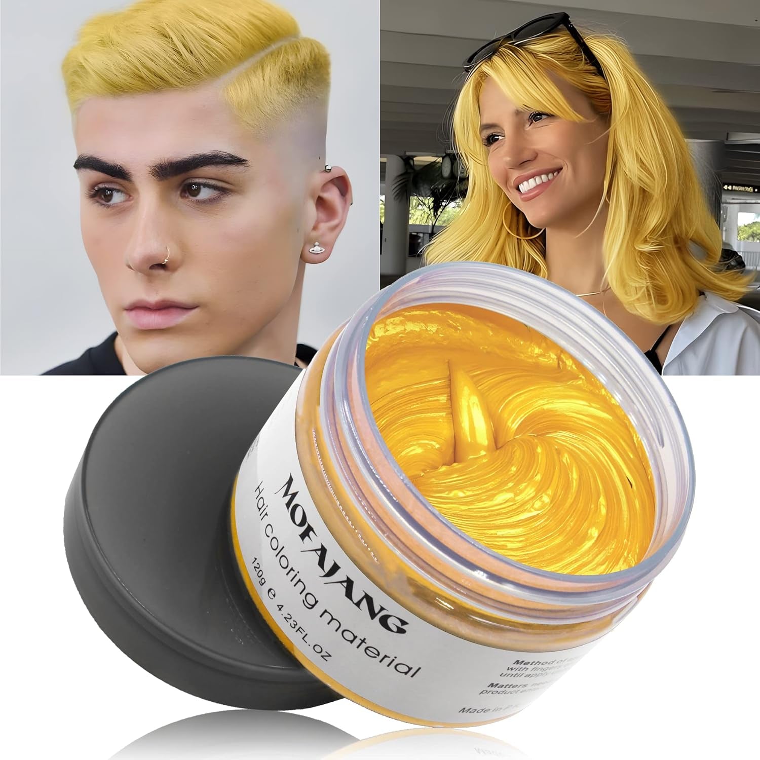 Tillfällig hårfärg, styling hårton för män kvinnor, naturlig hårpomada, hårfärgsvax för fest, cosplay och halloween, 4,23 oz (silvergrå) Naty Shop hårfärgning 9 guld
