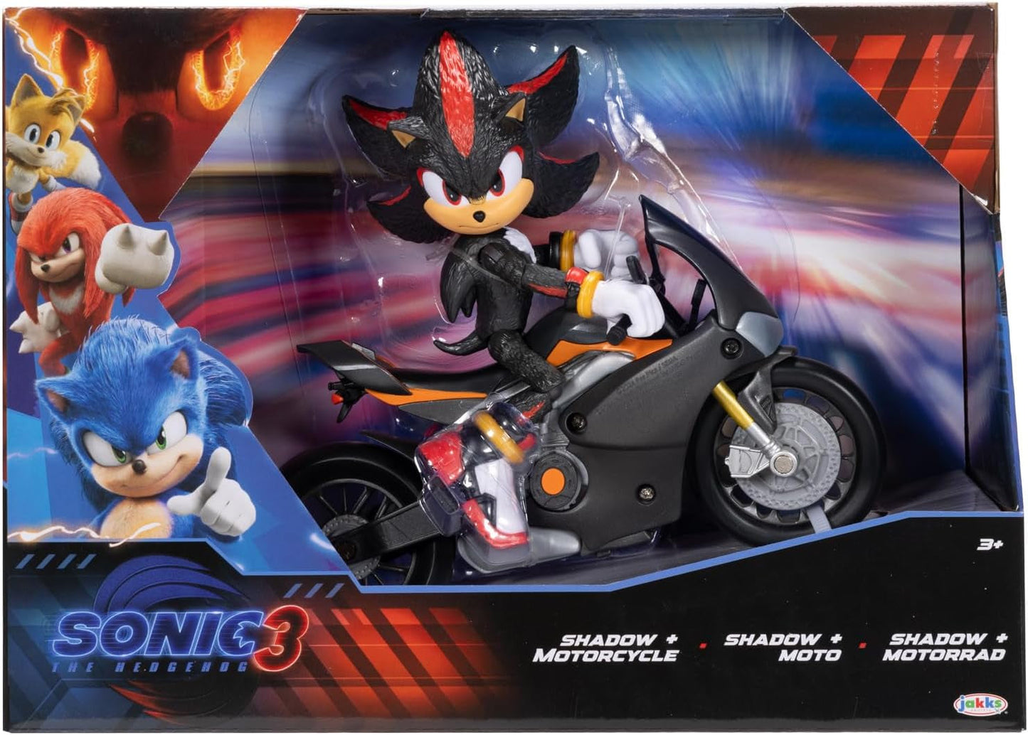 Sonic 3 The Movie Shadow Figure, 15 Cm, rörlig, inklusive Shadow Mobile från Jakks Pacific, Acoustic, Black Actionfigurer Naty Shop