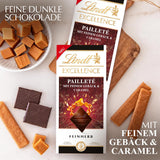Lindt EXCELLENCE degbitar med paljetter och kola - fin mörk choklad med intensiv kakaosmak