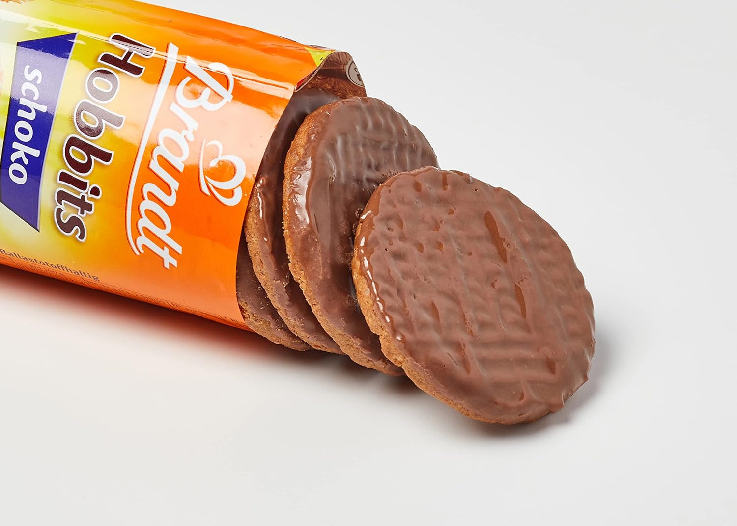 Brandt Hobbits Choklad 265g Pack - Krispiga fullkornschoklad Havregrynsbiskvier - Knäckig deg för hela familjen - i en praktisk kexrulle