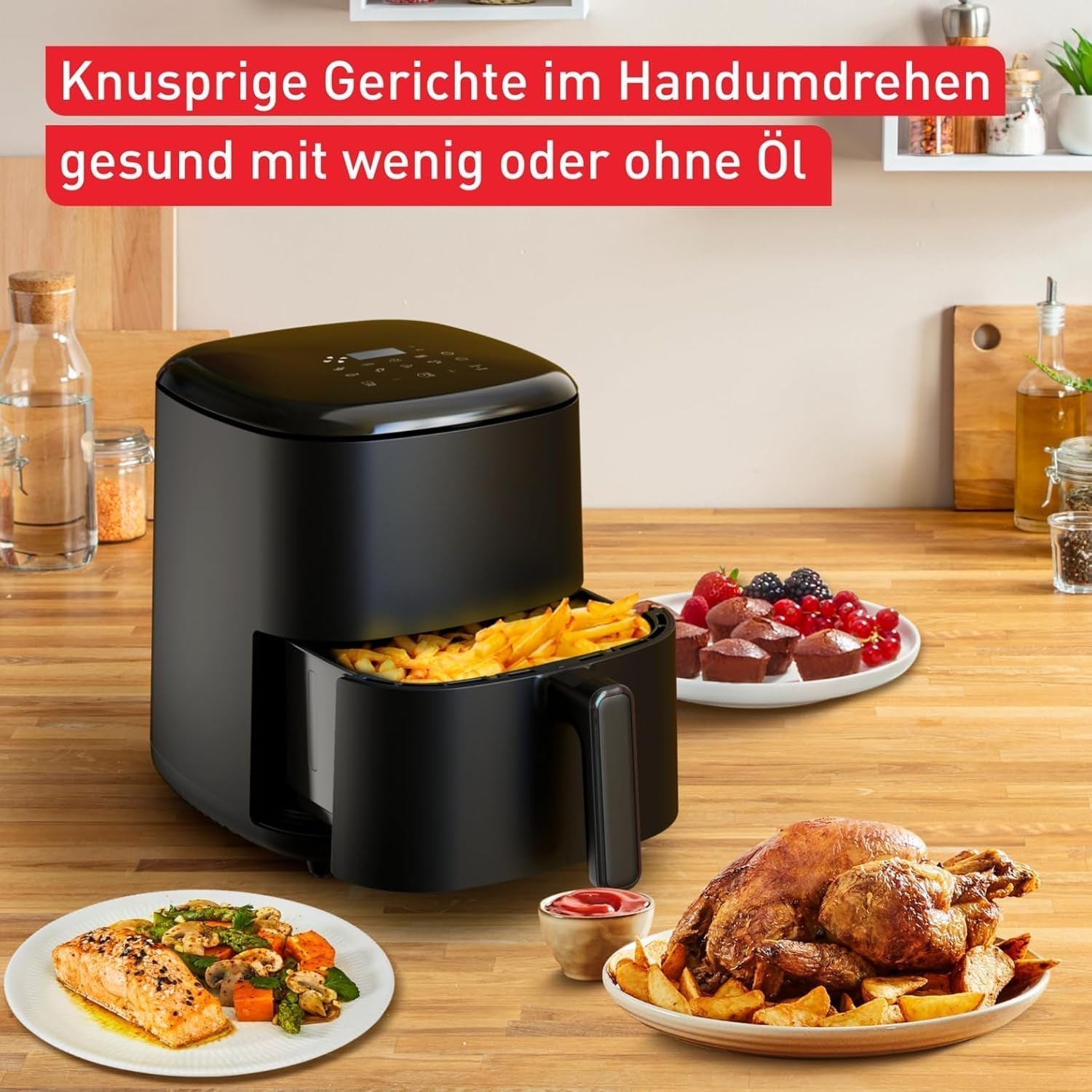 Tefal Easy Fry Max EY2458, 5 liter, Hot Air Fryer, 10 automatiska matlagningsprogram, digital pekskärm Vitvaror Naty Shop