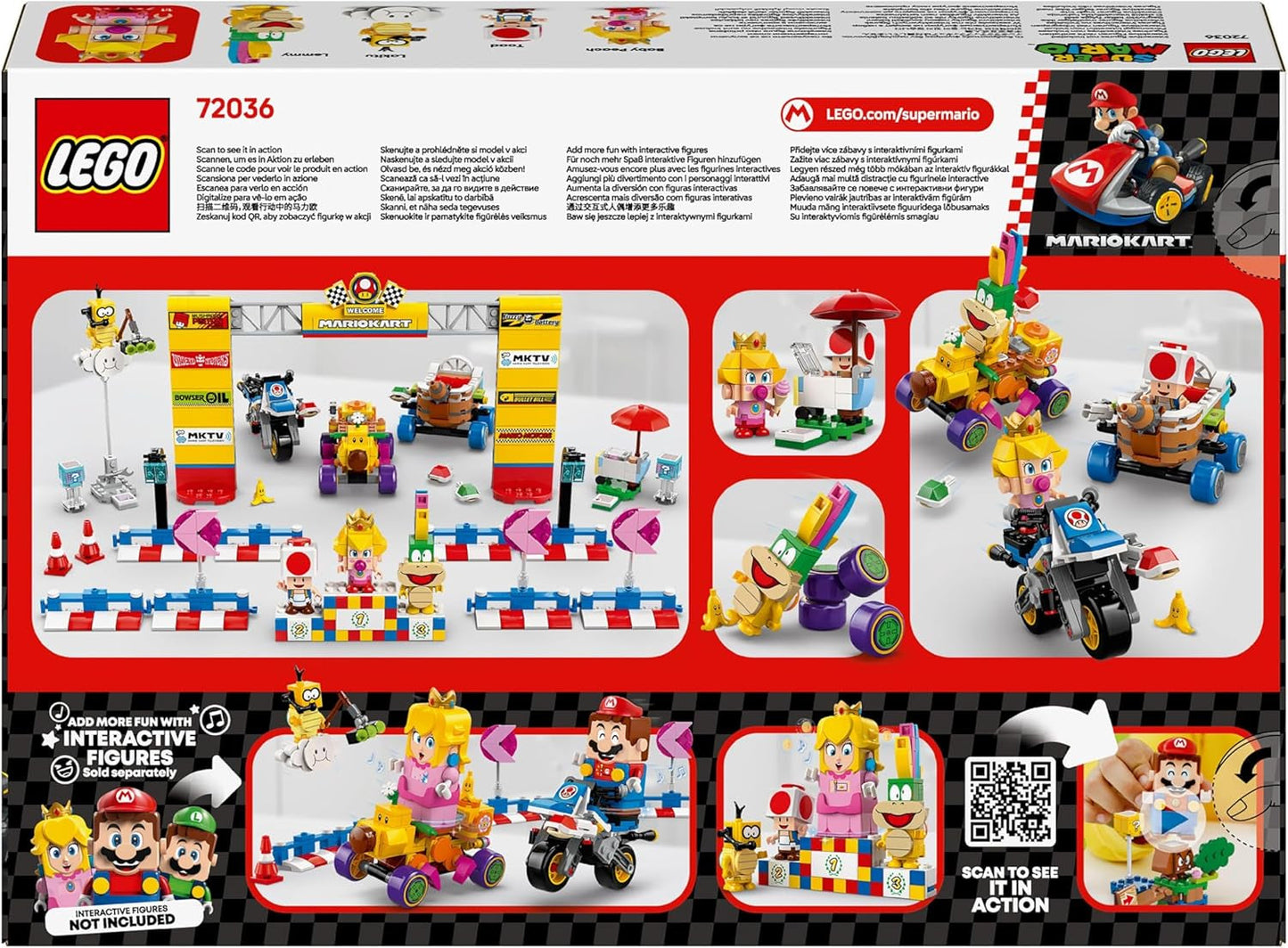 LEGO Super Mario: Mario Kart - Baby Peach & Grand Prix Set, Nintendo Figures - Padda, Lakitu, Baby Peach och Lemmy, Present för pojkar, tjejer och spelare 8+, Äventyrsleksak 72036 Byggset Beuche den LEGO-Store