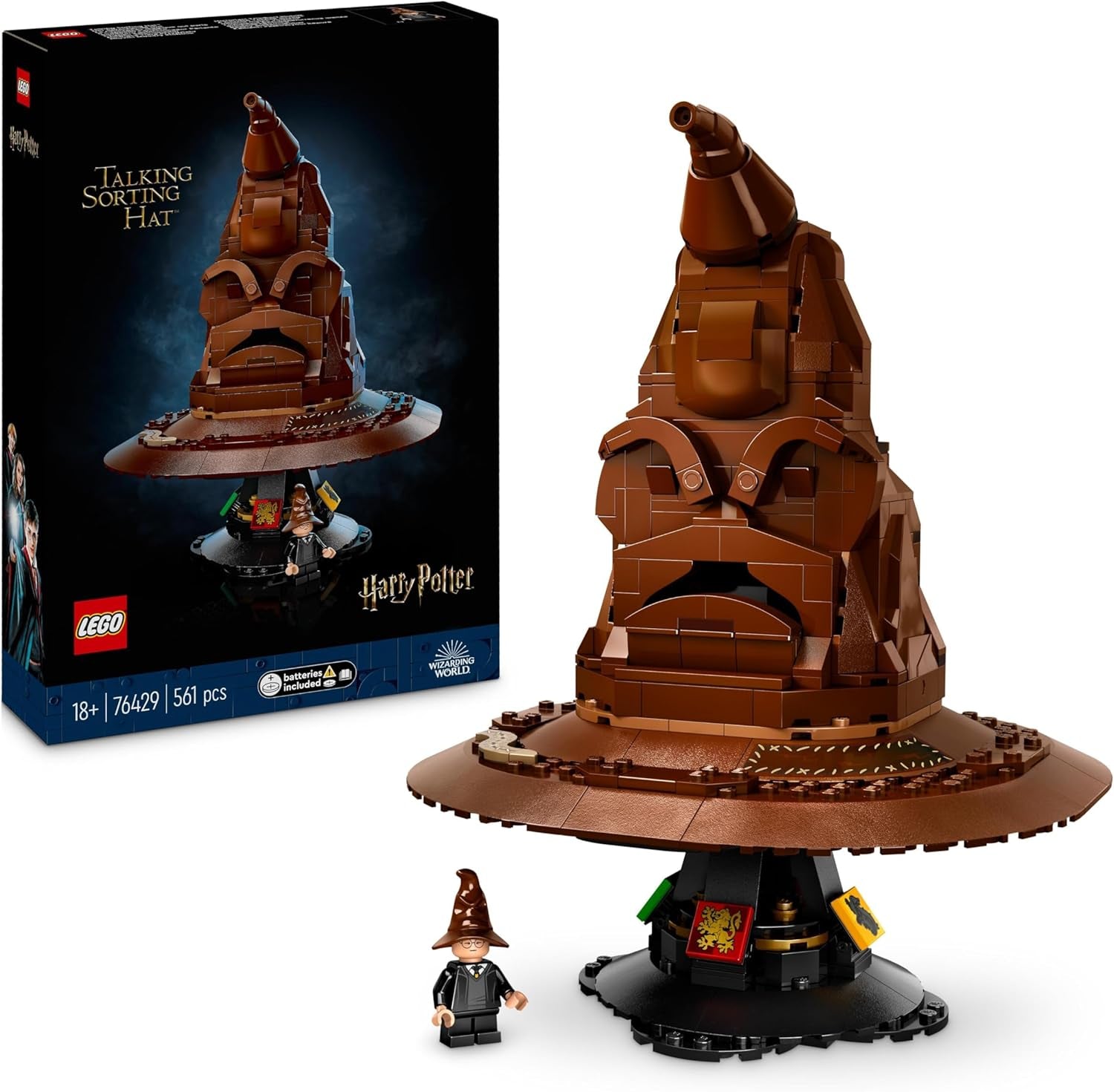 LEGO Harry Potter Talking Hat Hogwarts modell för vuxna Filmpresent för kvinnor Män Mamma Pappa 31 Slumpmässiga ljudkombinationer sorterar in dig i ditt Hogwarts-hus 76429 Byggset Besuche den LEGO-Store Singel