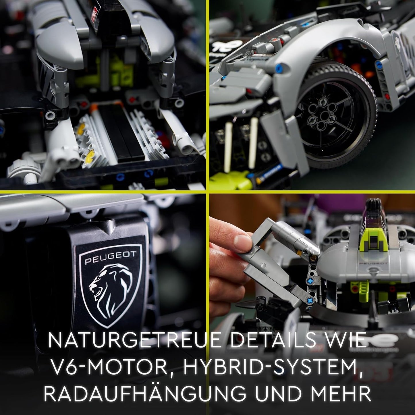 LEGO 42156 Technic Peugeot 9X8 24H Le Mans Hybrid Hypercar Legendarisk racerbil Vuxenmodell Kit 1:10 Motorsportbil Samlarobjekt för avancerade spelare Byggsatser Besuche den LEGO-Store