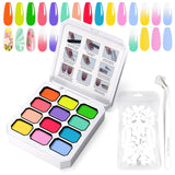 Gradient Painting Gel, 12 färger Ombre Gel Nagellack med 100st Nagelsvampar & 4 Klor Metal Grabber för fransk manikyr DIY Nail Art, Set I