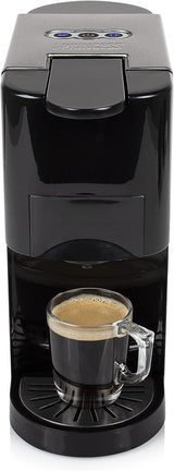 Princess 5 i 1 multikapsel espressomaskin - kompatibel med Nespresso, Dolce Gusto, Lavazza a Modo Mio och ESE-kuddar, 0,8L Kapacitet, 1450W, Silver, Svart