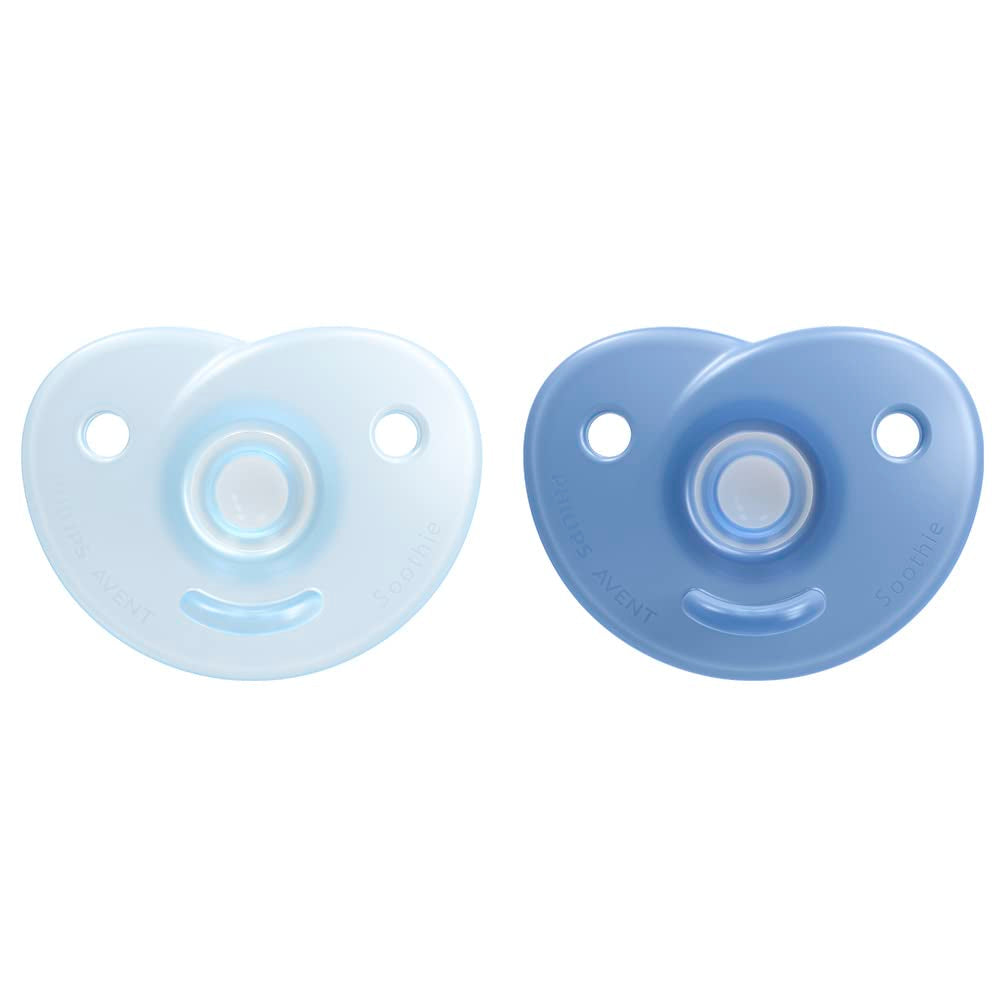 Philips AVENT Soothie - BPA-fri napp för bebisar i åldern 0-6 månader, blå/ljusblå (modell SCF099/21)
