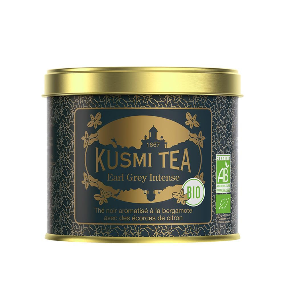 Kusmi Tea - Earl Grey Intense - Ekologiskt Earl Grey svart te med stark bergamott och kryddig citron - löst te - 100g metalllåda - Antal för ca 50 koppar