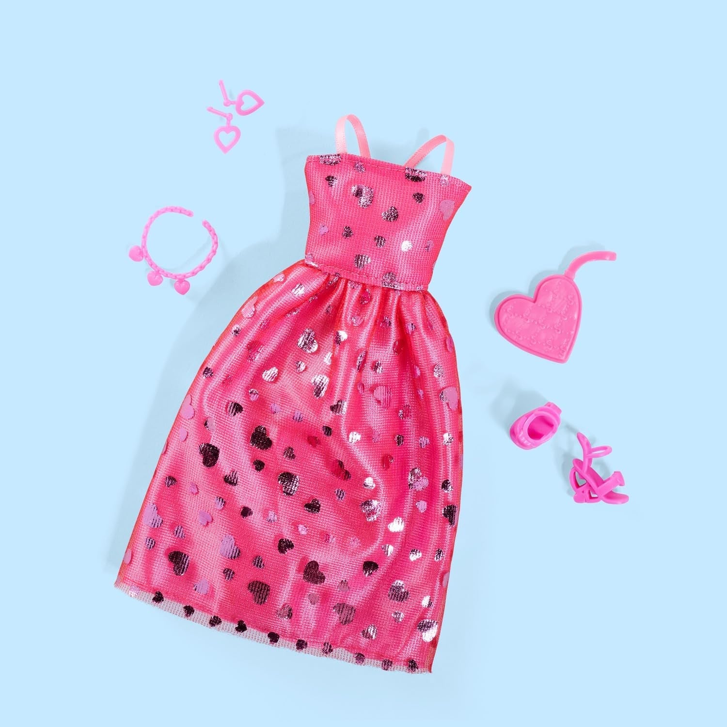 Simba Steffi Love Pink Love – Ankleidepuppe im rosa Glitzerkleid, inkl. Zubehör in Herzform, 29 cm groß, Modepuppe für kreatives Rollenspiel, für Kinder ab 3 Jahren