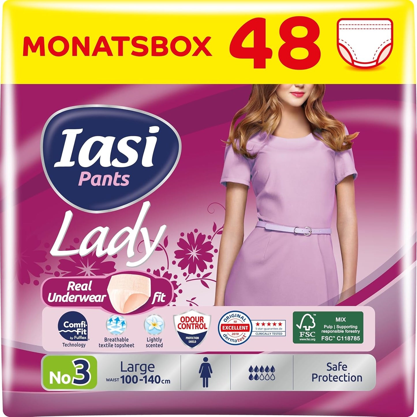 LADY Pants 48 Disponibel urininkontinensbyxor Absorbens Plus Size S för kvinnor 48 st