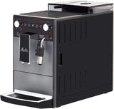 Melitta Avanza - Helautomatisk espressomaskin med mjölksystem, espressomaskin med kvarn och extra stor vattentank (1,5 l) för t.ex. cappuccino eller espresso, mystisk titan