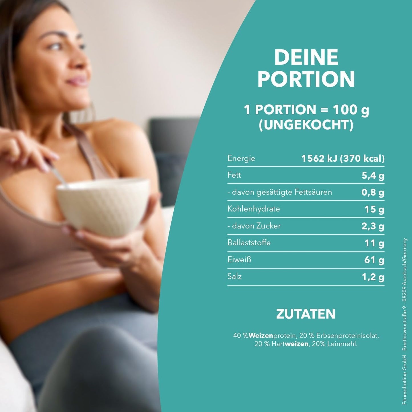 Best Body Nutrition Protein Pasta 6 x 200 g - Fit4Day High Protein Tagliatelle - 61% Protein, Low Carb, Vegan & Laktosfri, Sojafri - Högkvalitativt ärtprotein - För lågkolhydratdieter