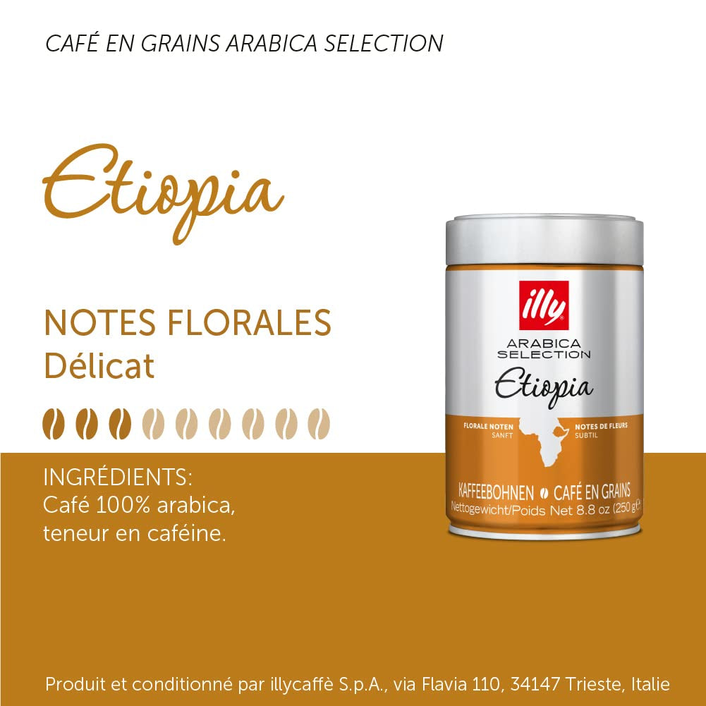 illy kaffebönor urval av Etiopien lyxiga Arabica kaffebönor 6-pack (6 x 250 g)