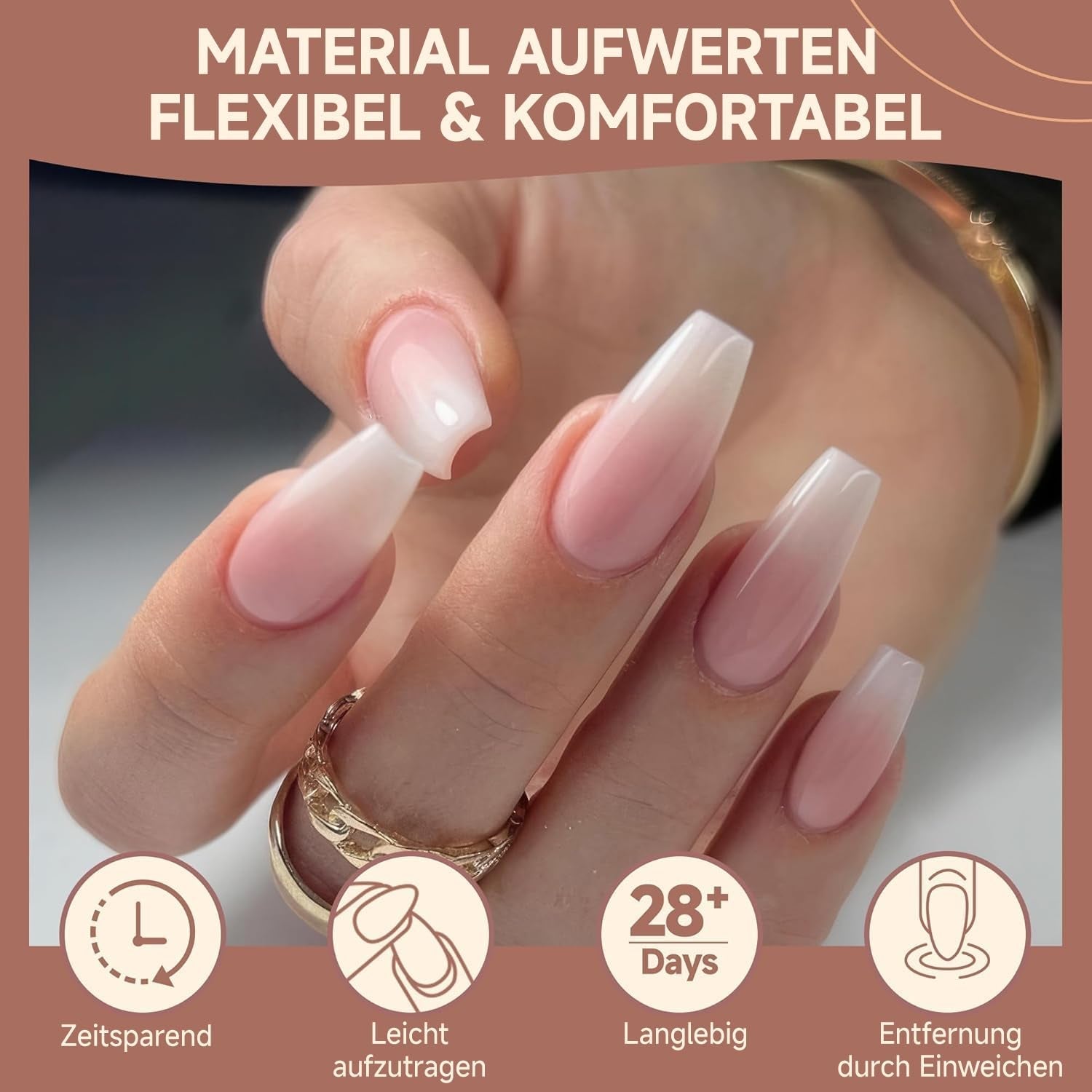 Ballerina Gel Nail Tips 216st 12 Storlekar Soft Gel Nail Tips Heltäckande Nail Extension Set Semi Matt DIY Home Art