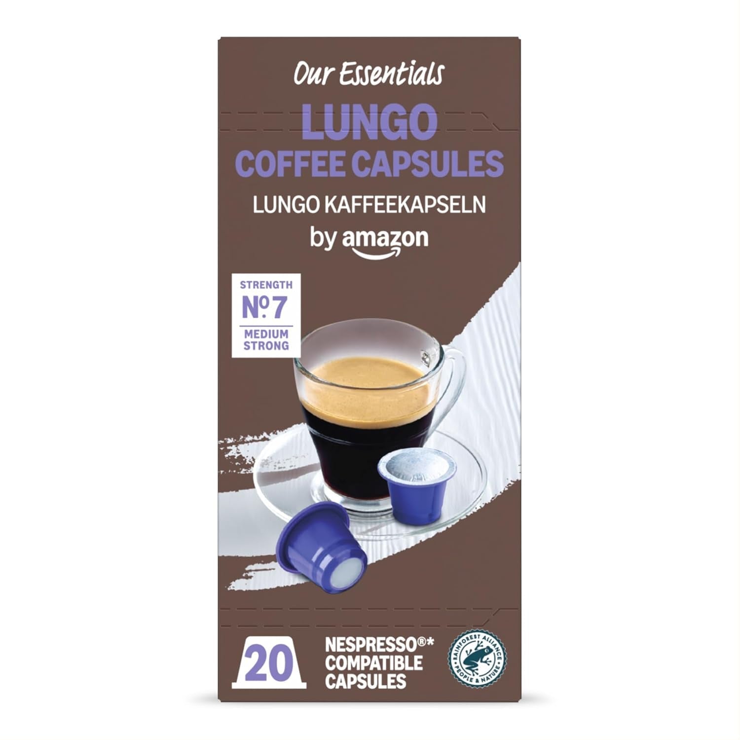 av Amazon Lungo Kaffee-Kunststoffkapseln, Nespresso-kompatibel, 20 Stück, Packung mit 1 – Rainforest Alliance-zertifiziert