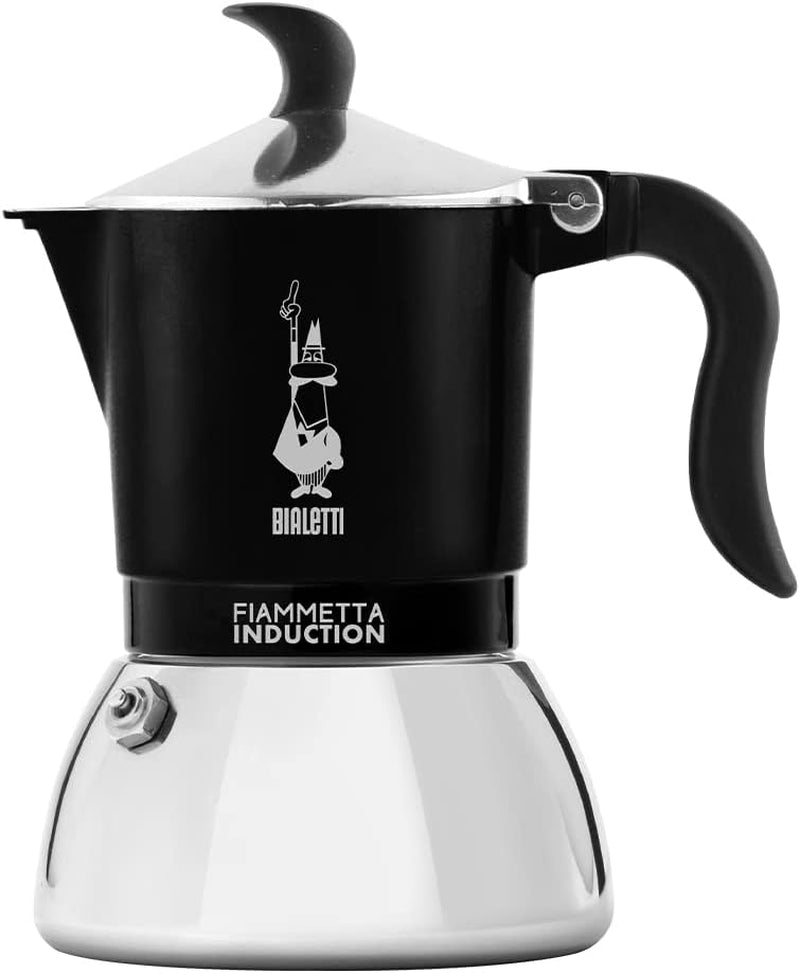 Bialetti Fiammetta induktionskaffemaskin, 2 koppar (100 ml), lämplig för alla typer av hällar, elegant design, svart