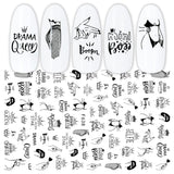 JMEOWIO Nagelsticker Geometrie 10 Blatt Nagelaufkleber Selbstklebend Schwarzes Herz Unregelmäßig Geformt Nagel Art Sticker Dekoration Nageldesign Zubehör
