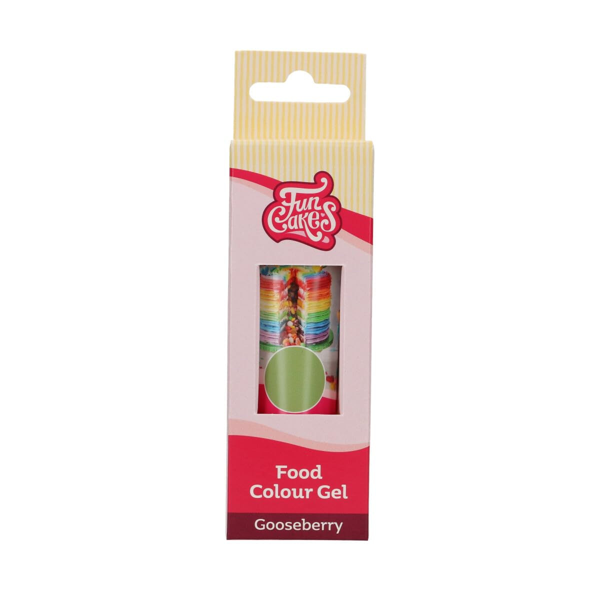 Funcakes Gel Gooseberry food coloring: Highly concentrated food coloring for dough, cream, fondant and marzipan. Enkel dosering. En droppe för att skapa livfulla färger. Halal. 30 g.