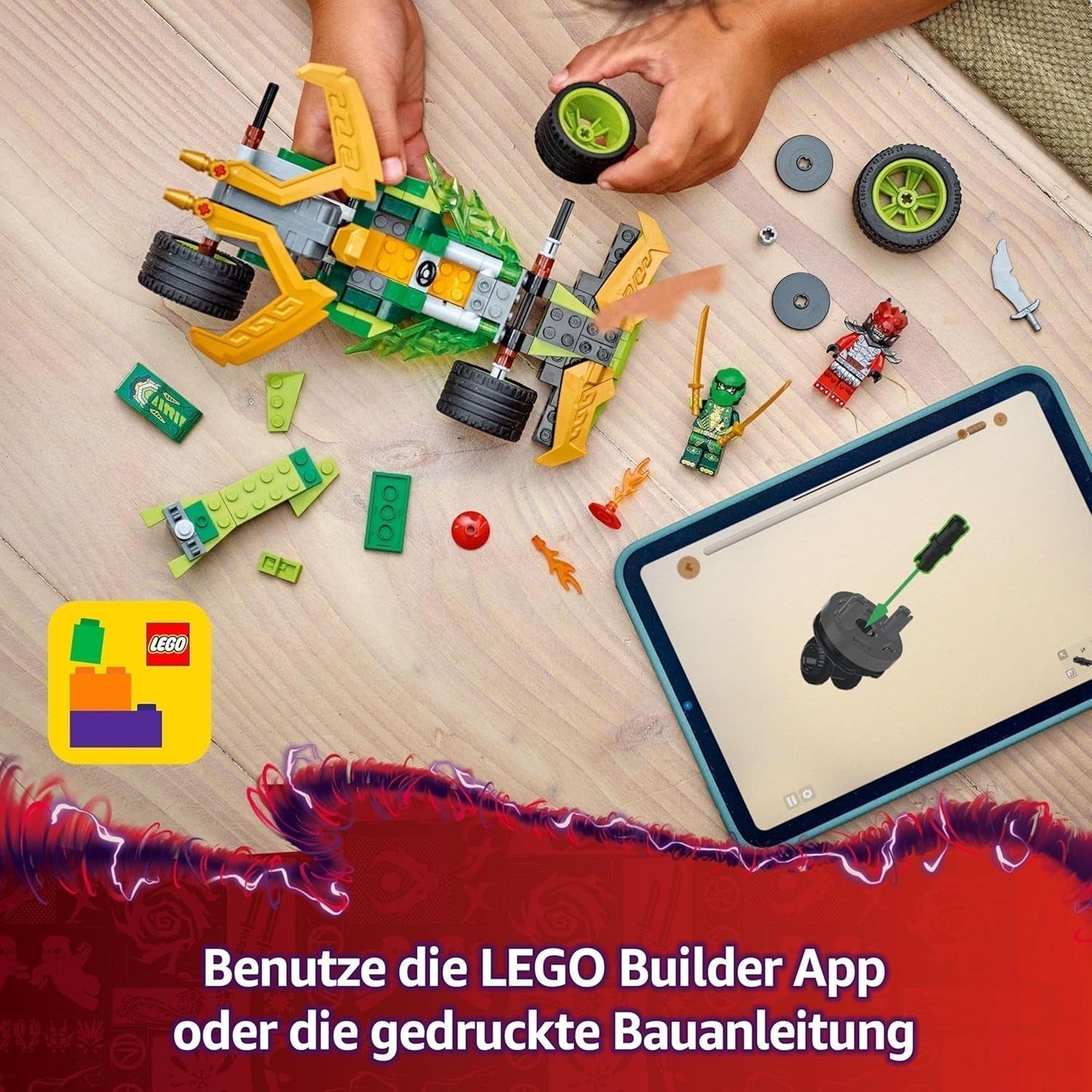 LEGO NINJAGO Lloyd's Action Speedster - Leksaksbyggarbil med 2 minifigurer för rollspel, byggande leksaksbil för barn - present till pojkar och flickor från 7 år 71828 Byggset Besuche den LEGO-Store