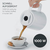 Severin espressomaskin med filter och 2 termokannor, espressomaskin med lock, droppfri upphällning, lång temperaturhållning, automatisk avstängning, 1000 W, ca. 1 liter, vit, KA 9309