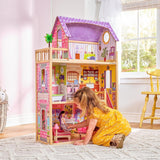 KidKraft Kayla dockhus i trä med möbler och tillbehör, 3-vånings lekset för 30 cm docka, leksak för åldrarna 3 och uppåt, 65092 - exklusivt på Amazon