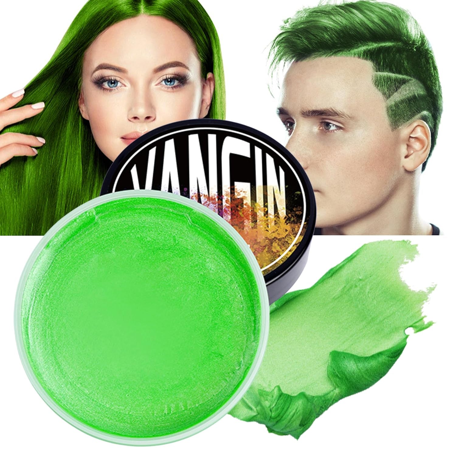 Tillfällig grön hårfärg, styling av hårfärg för män, kvinnor, naturlig pomada, hårfärgningsvax för fest, cosplay och halloween, jul, kräm tillfällig hårfärg (100 g, grön) Naty Shop grön hårfärg 1G (1 förpackning)