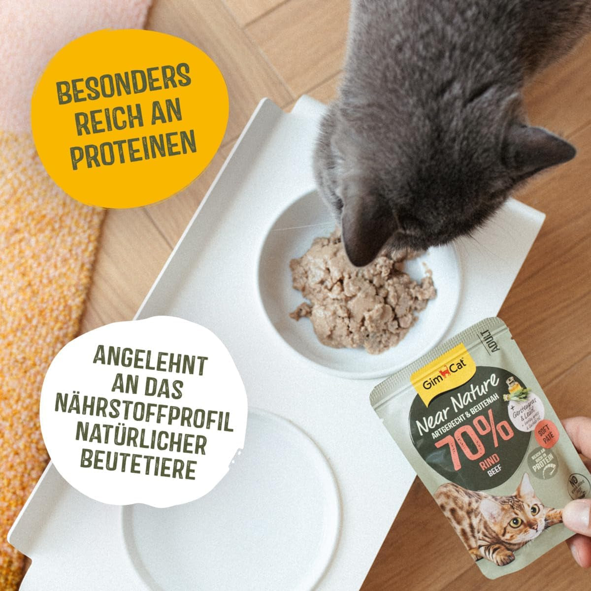 GimCat Near Nature Trial Mix 12-pack - Våtkornsfritt foder för katter från 7 månader med ett lämpligt och bytesspecifikt recept - 12 påsar (12 x 85g)