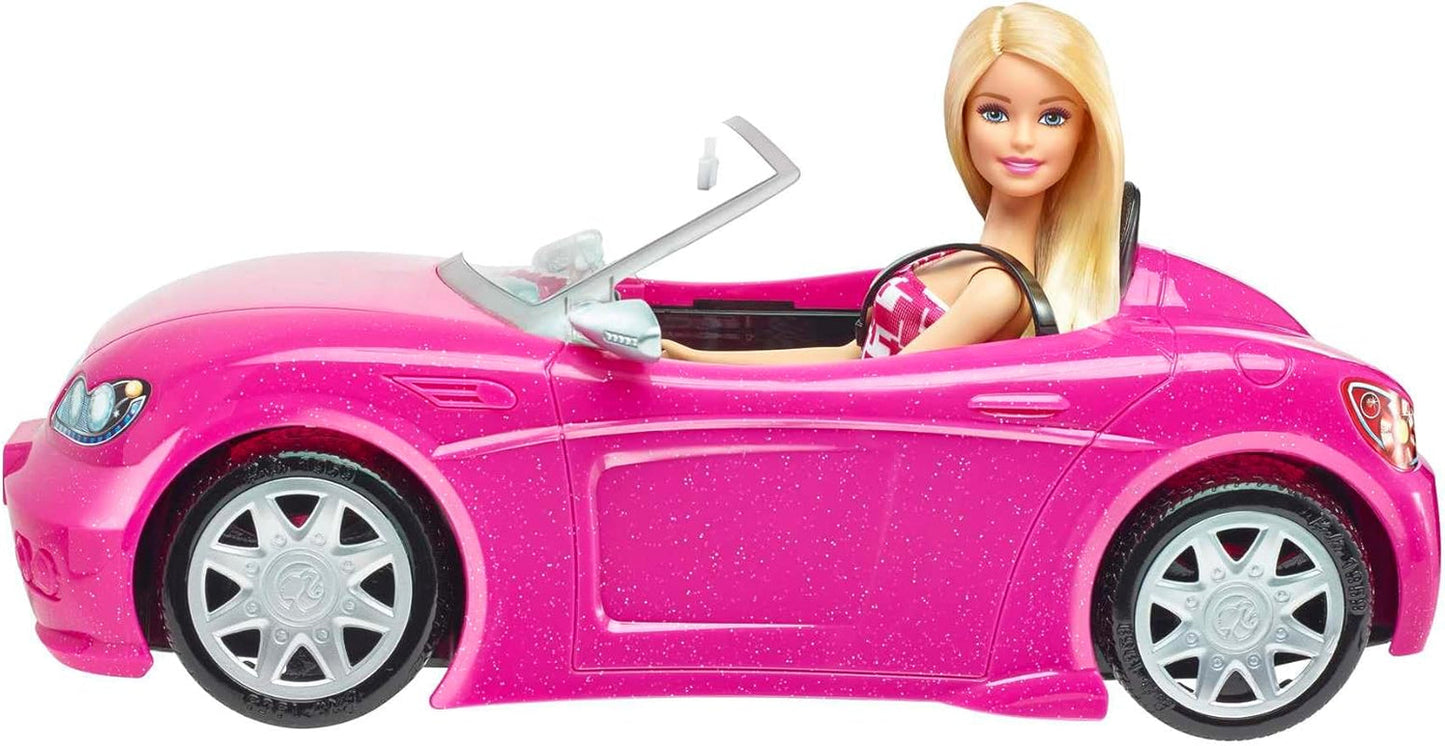 Barbie docka och rosa glitter cabriolet, realistisk däcklogotyp, 3 år gammal leksak, DJR55 Naty Shop Dolls