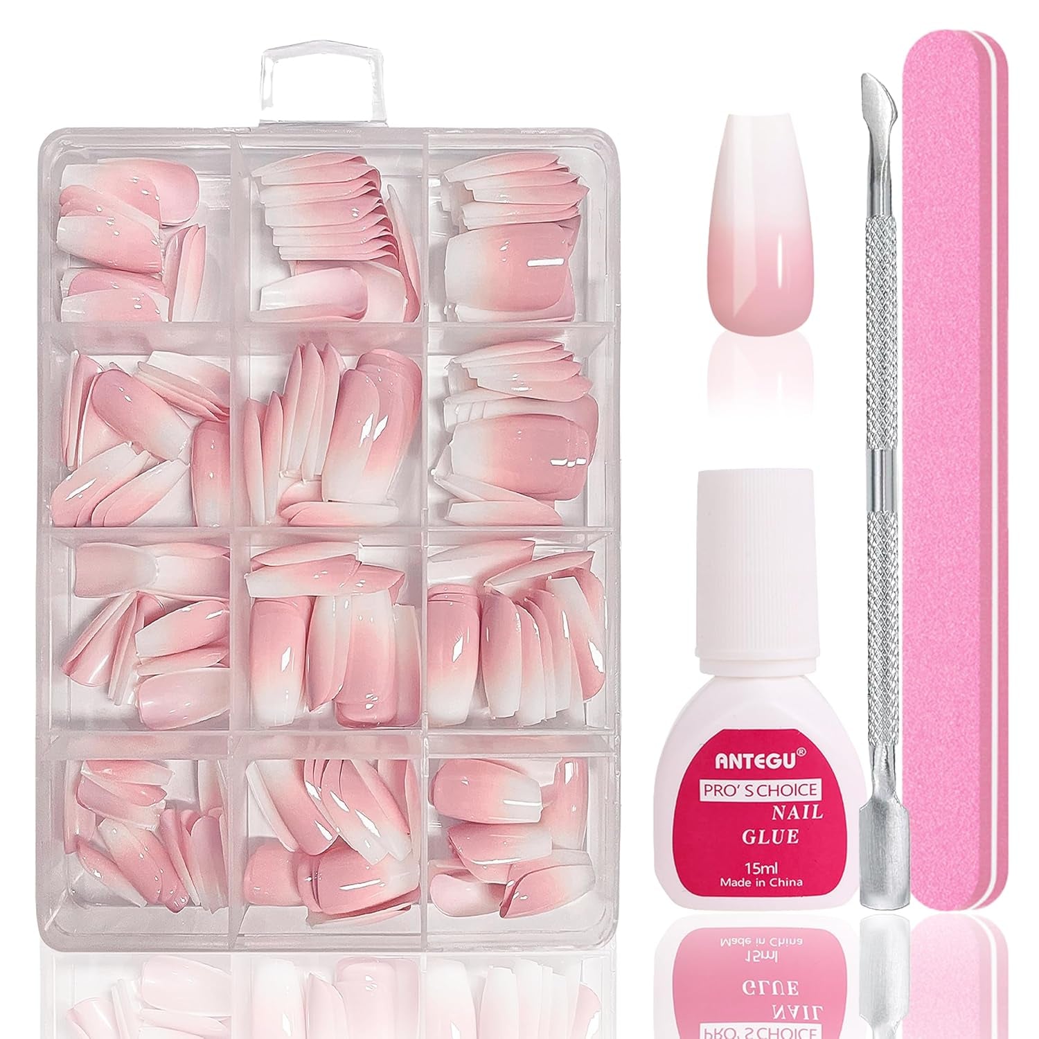 Ballerina lösnaglar set - 240 stycken Delikat lila rosa lösnaglar, heltäckande lim på lösnaglar, lösnagel tips set för manikyr och nagelkonst för kvinnor och flickor (lavendelrosa)