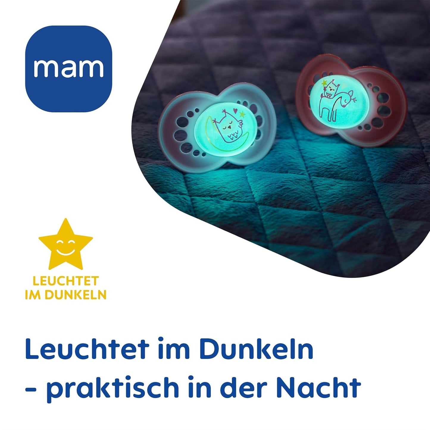 MAM Original Day & Night Matt nappar | 6-16 månader | Nappset | Acceptans 94% | Hjälper till att förhindra oönskad tandjustering | Utvecklad tillsammans med tandläkare | Silikon SkinSoft | Björn/räv | Paket om 4
