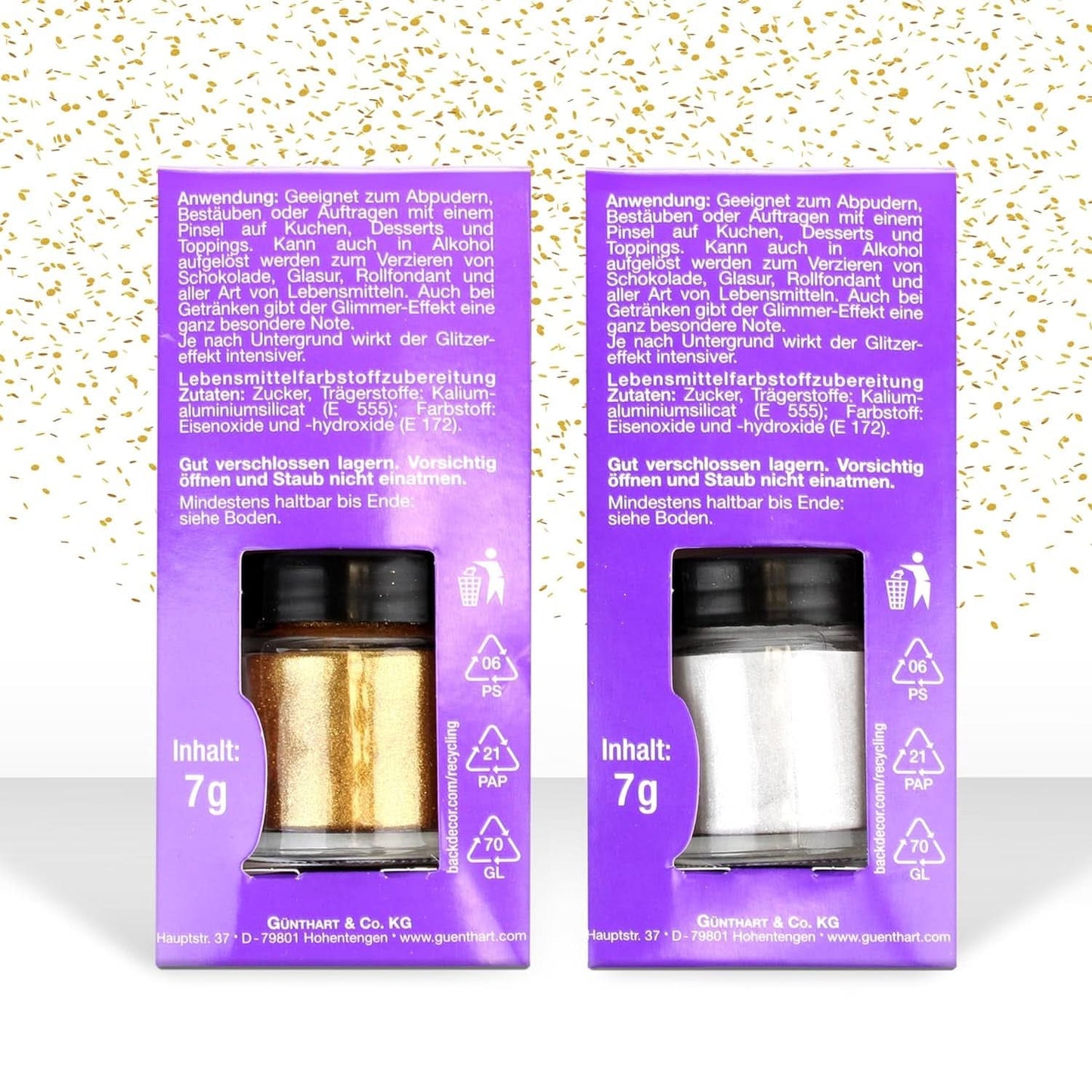 Günthart glitter, puder, guld och silver, set 2 x 7 gram Naty Shop