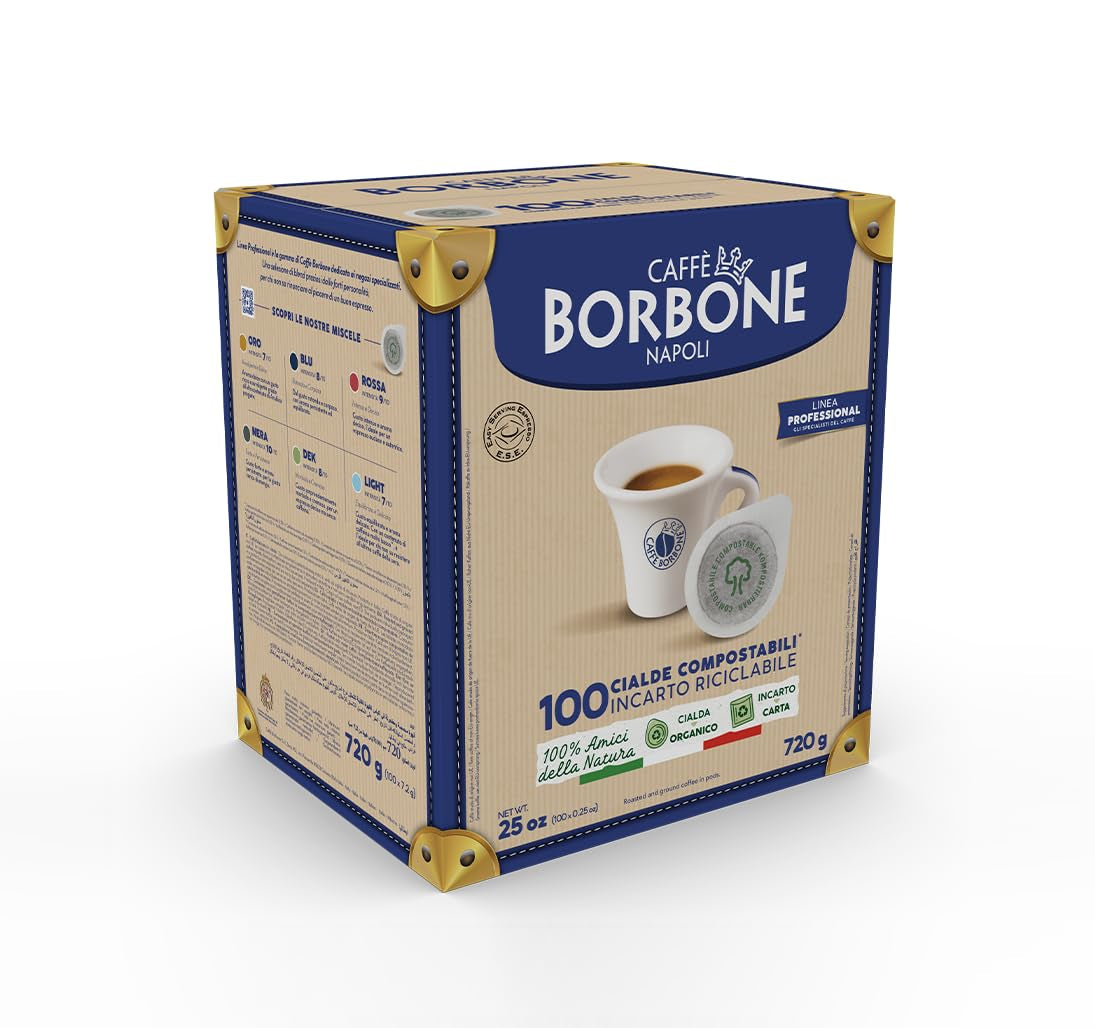 Caffè Borbone Kompostierbare Kaffeepads, Gold-Kaffeemischung - 100 Pads - Kompatibel med ESE System Papier Pads 44 mm
