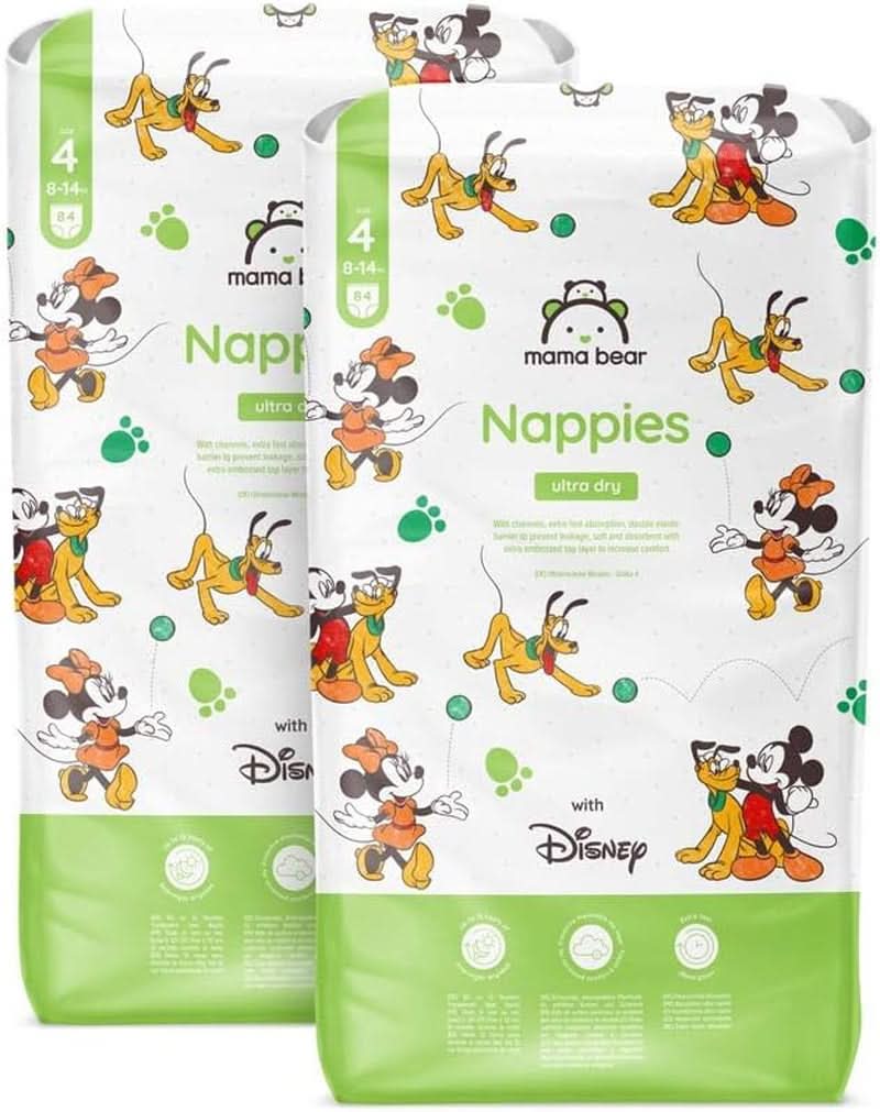 Mama Bear Disney Ultra Dry blöjor storlek 4 (8-14 kg), vit, 84 stycken (1 förpackning) Naty Shop storlek 4 (8-14 kg) Månadsförpackning