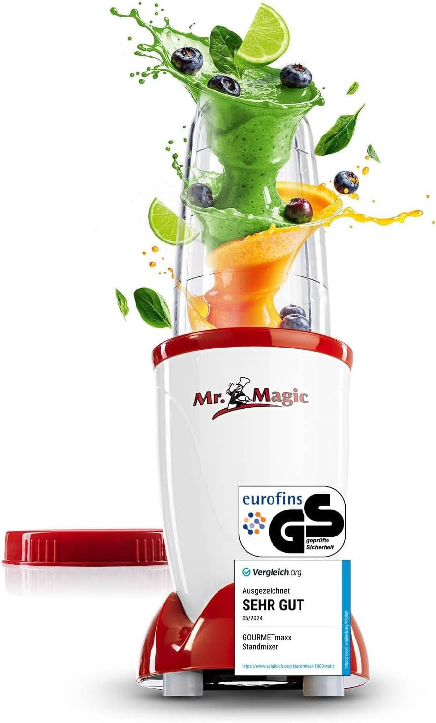Gourmetmaxx Mr Magic Blender, Smoothie Maker med Xxl Naty Shop tillbehörspaket