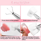 100Stks Latexfrei Nailart Schwämme, Ombre Nagelschwammpinsel, Nagelschwamm Mit Metallgreifer 100 Blatt Nailart-Mischpapier Austellungsbox, Maniküre Schwamm Applikator Für Farbverlauf Nailart