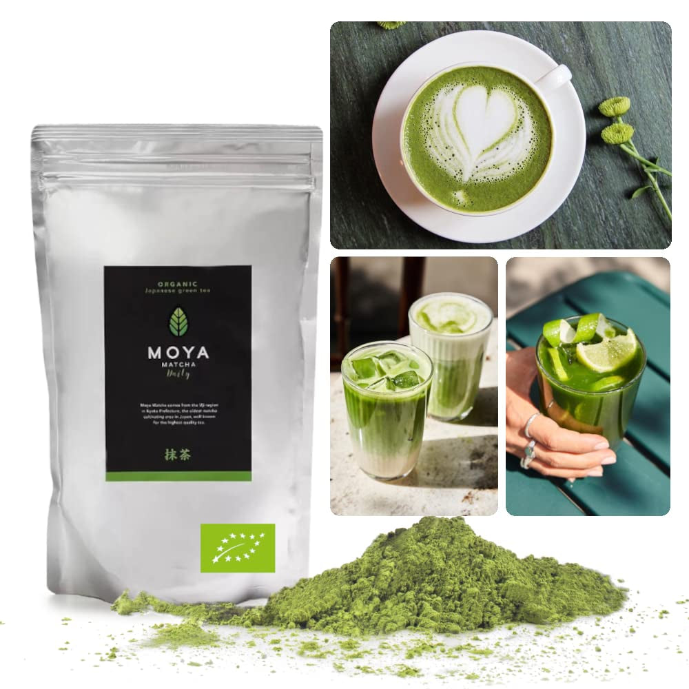 Moya Matcha Bio Daily Green Tea Powder | 250 g daglig kvalitet (III) | Perfekt att förtära med latte, smoothies och lemonad...